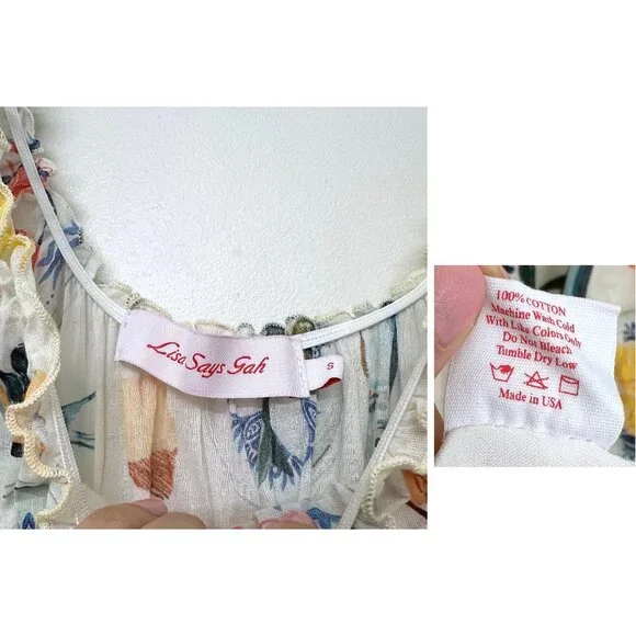 Lisa Says Gah Annie Food Print Maxi Dress Tapas Ivory Lemon Olive Fruit S - Picture 3 of 13